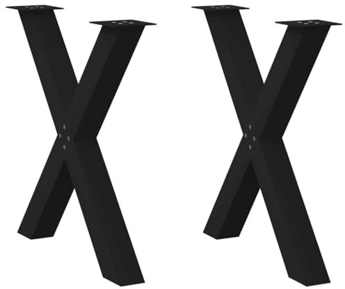 vidaXL Esstischbeine X-Form 2 Stk. Schwarz 80x(72-73) cm Stahl