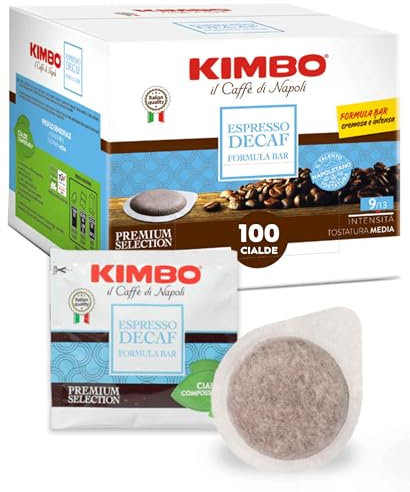 Kimbo Espresso Decaffeinato - 100 Cialde ESE 44mm con Puro Caffè Torrefatto in Italia