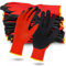 Retoo 10 pares de guantes de trabajo mecánicos guantes de jardinería guantes de látex guantes de montaje guantes de seguridad para jardinería y construcción, talla 10 poliéster, rojo y negro