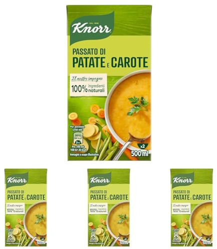 Knorr Passato Patate e Carote, Piatti Pronti Knorr con Ingredienti 100% Naturali, Senza Coloranti e Senza Conservanti Aggiunti, Fonte di Proteine e Ricco di Fibre, Vegetariano, Confezione da 2000ml