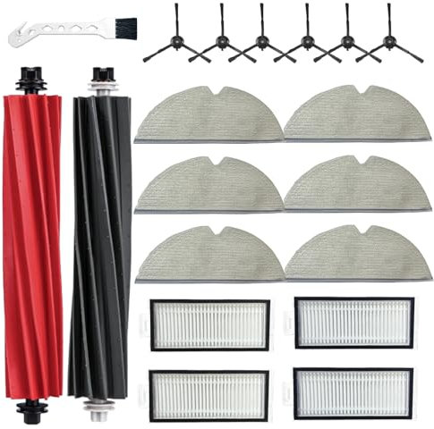 elfofle Accessori di ricambio per robot aspirapolvere Roborock Q5 Pro/Q5 Pro+/Q8 Max+/Q8 Max, 2 spazzole principali, 6 spazzole laterali, 6 salviette, 4 filtri