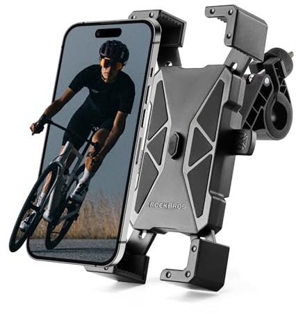 ROCKBROS Fahrrad Handyhalterung Lenker, 360° drehbar & Schnellverschluss | Universal Handyhalter Fahrrad für 4,5–7,2 Zoll Smartphones, stabile Klemmung für MTB, Rennrad, E-Bike, Motorrad & E-Scooter