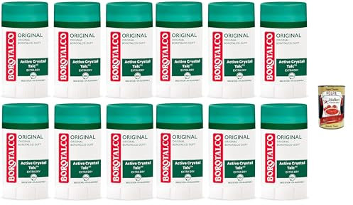 Borotalco Deo Original - Deo Stick - 48 Stunden Wirksamkeit - Formel mit Active Crystal Talc für dreifachen Schutz gegen Schweiß - 0% Alkohol Deodorant, 12x 40ml + Italian Gourmet polpa 400g