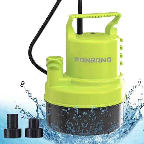 PANRANO Tauchwasserpumpe 1/2 HP 2900 GPH kleine tragbare Sumpfpumpe für Poolabdeckung, Keller, Pfützen, Gartenteich mit 16,4 Fuß Stromkabel und