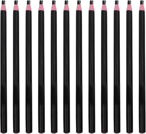 12 Pcs Black Wax Grease Pencils, Peel-Off China Marker Glass Metal Wood | Self sharpening crayons, marks ceramic leather fabric surfaces, waterproof marking, garden DIY crafts, non-porous writing