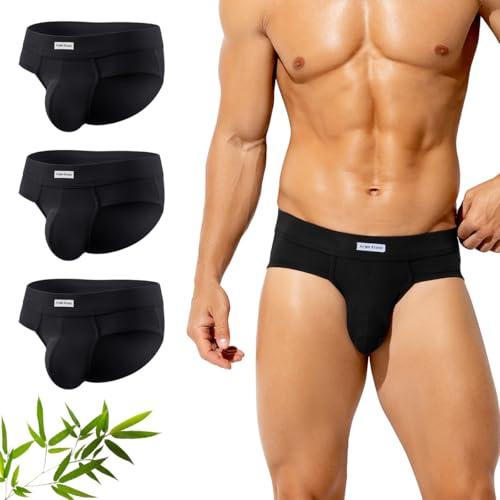 Arjen Kroos Slip Homme en Bambou Lot de 3 sous-Vêtements sans Étiquette | Caleçon Extensible Doux Respirant, Anti-odeur, Poche 3D Bon Maintien, Taille Basse Élastique Sans Marque, Sport Lingerie