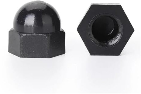 ZBORAVPIX Kuppelmuttern, Sechskant-Hutmuttern mit Eichelkop Schwarze Nylon-Hutmuttern, Verschiedene Größen, 240 Stück(M8-20PCS)
