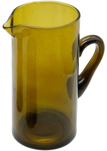 Caraffa per acqua in vetro, 1 litro, caraffa per acqua, in vetro, con manico, marrone