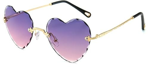 AmazingRose Retro randlose Herzförmige Sonnenbrille für Damen Herren