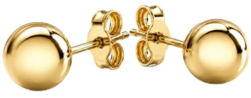 LAMUR Ohrringe Damen 585 Gold – Kugel Ohrstecker Gelbgold – Echtgold Damenschmuck mit Steckverschluss – Geschenkbox & Reinigungstuch