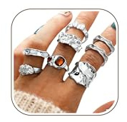 LOCCY Gold Silber Chunky Ringe Damen, Stapelbare Gold Silber Dicke Ringe Blume Seestern Muschel Goldringe Silberringe Sommer Ring Knuckle Ring Fingerringe Daumenring für Frauen