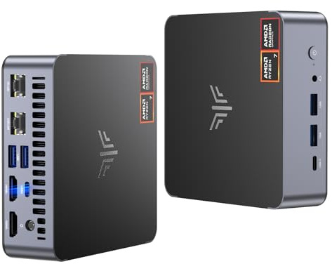 NiPoGi AM21 Mini PC АMD Ryzen 7 8745HS (8C/16T, fino a 4,9 GHz), 32 GB DDR5 5600 MHz 1 TB M.2 NVME SSD Mini Desktop Computer -11 Pro, АMD Radeon 780M, 4K Display Quad-Screen, 2x HDMI, DP, WiFi 6.