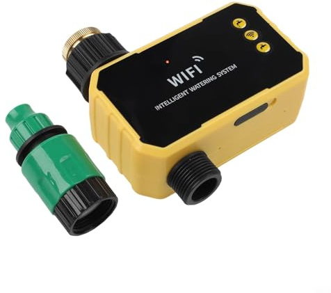 Hoppipola Intelligenter Solar-Bewässerungs-Timer mit App-Steuerung, WiFi-Gartenbewässerungssystem mit Regensensor, wiederaufladbarer automatischer Sprinkler für Rasenpflanzen (1 Auslass)