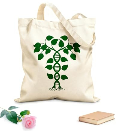 XIARON Borse da donna in calicò albero genealogico del DNA della vita genere a spirale biologia Tessuto spesso 340g/m² Pieghevole M Verde