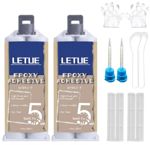 2 X 50ml Colle Bi Composant Plastique, Transparent Epoxy Metal, Adhésif Puissant 5 Minutes, Imperméable, Résistant à Chaleur, Pour Verre, Pierre, Métal, Céramique, Avec Accessoires
