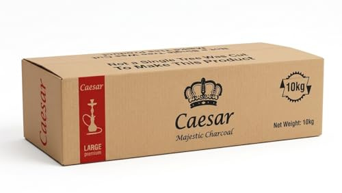 Caesar Naturkohle für Shisha & Grill – Kokoskohle Würfel 26mm – 10kg Gastro-Vorratspack – 100% Kokosnussschalen