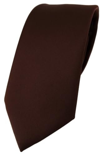 TigerTie Herren Krawatte – Klassische 7,5 cm Krawatte in dunkelbraun einfarbigem Design, ideal für Geschäftstermine, festliche Anlässe und die Freizeit