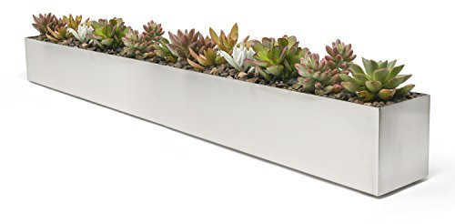 Buhbo Moderner Blumenkasten, rechteckig, 81,3 cm, gebürsteter Edelstahl