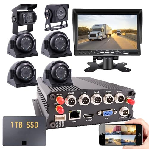 JOINLGO 8 Channel GPS WiFi 4G SSD/HDD/SD Drive Mobile Vehicle Car DVR Video Recorder Kit Real-time Monitor on PC Phone with Waterproof Side Rear Back View for fleet truck van bus.