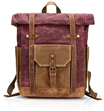 FANDARE Mode Schultasche Herren 15.6 inch Laptop Rucksack Grosse Kapazität Reiserucksack Outdoor Trekkingrucksacke Segeltuch Rot