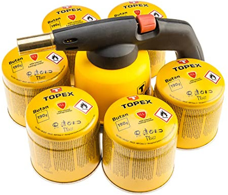 Liquid Gas Blow lamp with 6 cartridges 190 g with Ill