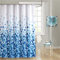 Duschvorhang Blau 180x200 cm Polyester Stoff Schimmelresistent Wasserdicht Maschinenwaschbar Lang Badezimmer Badewanne Vorhänge mit 12 Duschvorhangringe Plastik Haken, Blütenblätter Blumen Muster