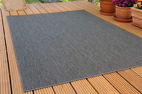 Steffensmeier In- und Outdoor Teppich Gotland | für Balkon, Terrasse und Küche | Strapazierfähig und wasserfest | in Grau, Größe: 160x230 cm