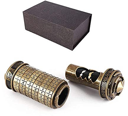 Hztyyier Da Vinci Code Cryptex Brief Passwort Lock Ring Inhaber Valentinstag Geburtstagsgeschenk mit Ringen für Sie