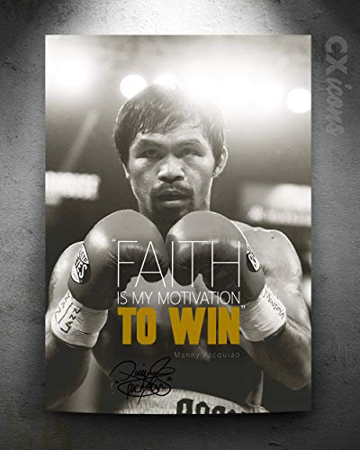 Manny Pacquiao Zitat Foto gedrucktes Poster – aufgedruckte Unterschrift -Faith