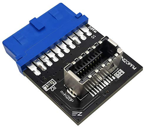 EZDIY-FAB USB 3.0 (3.1 Gen 1) Internal (19-Pin) Header to USB 3.1/3.2 Type-C (20-Pin) A-Key Front Panel Adapter