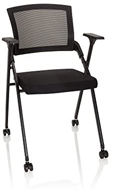 hjh OFFICE 660946 Besucherstuhl klappbar Priority II Stoff/Netz Schwarz Klappstuhl Konferenzstuhl bis 150kg belastbar, mit Rollen