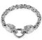 Flongo Herren Armband Männer Königskette Armreif Armkette Totenkopf Schädel Motorradfahrer Biker Herren-Accessoires Silver