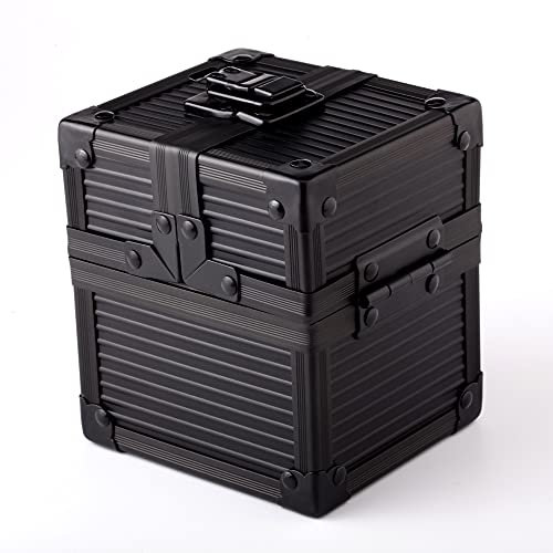 KakapopoTCG Black Metal Deck Box Cube for Deck Protector storage Trading Cards TCG Sleeve MTG Magic FaB YGO EDH Commander Toploader PTCG Dice Box