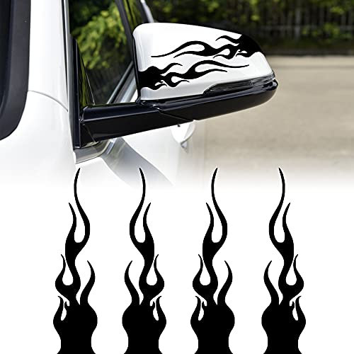 TOMALL 4 Stück 15 cm Reflektierende Aufkleber Auto Vinyl Racing Racing Flamme Streifen Aufkleber Golfwagen ATV Motorrad Fahrrad Skateboard Laptop DIY Dekoration (Schwarz)