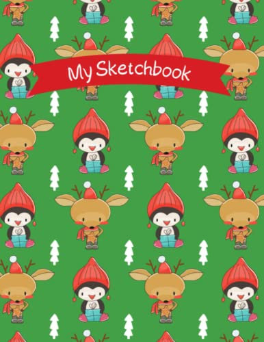 Christmas Sketchbook: 200 pages 8.5x11 Blank Sketchbook for Drawing, Doodling or Sketching / Sketchbook for Kids, Adults / Homeschool Art