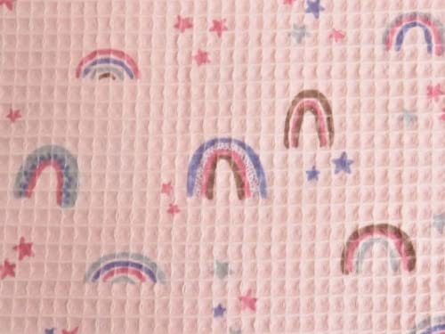 Strukturierter Baumwoll-Waffelstoff, Rose, Meterware