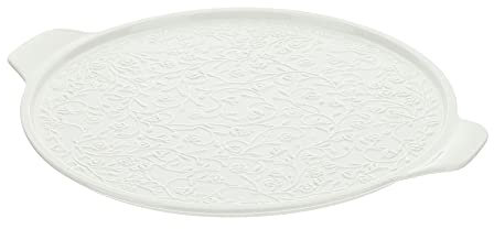 Hervit Vassoio Rotondo con Manici Porcellana Bianca Decoro roselline Ø34 cm