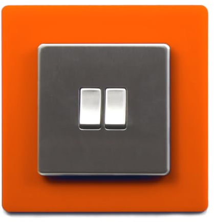 Double & Single Light Switch Surround Acrylic Finger Plate Panel Socket Multiple Colours (Single, Orange)