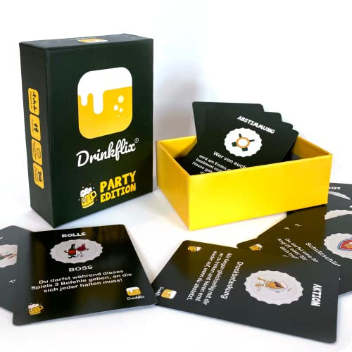 Drinkflix - Party Edition Geburtstage - Partyspiel - Verpasse deiner Party den nötigen Kick und kommt euch näher - Eisbrecher - Kartenspiel - Spieleabend - Flirtspiel