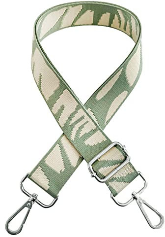 Schultergurt für Taschen Breit 3.8cm & Verstellbar 80-130cm, Taschengurt Breit Boho, Schulterriemen für Taschen, Tragegurt Tasche Schultergurt Taschenkette Strickmuster - Silber Karabiner (A Grün)
