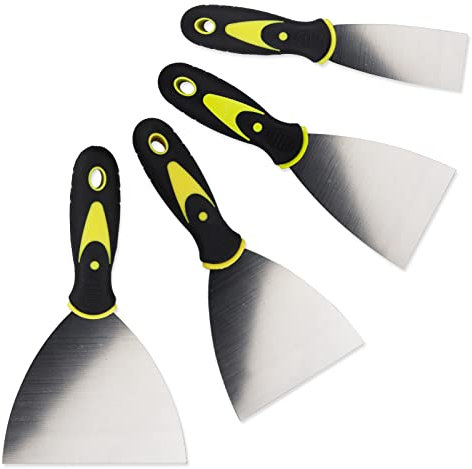 Wallpaper Scraper, 1.5, 3, 4, 5 Wide Putty Set, Metal Scraper Paint Tool for Wallpaper/Decal/Gypsum Board Finishing/Gypsum Scraping (Pack of 4)