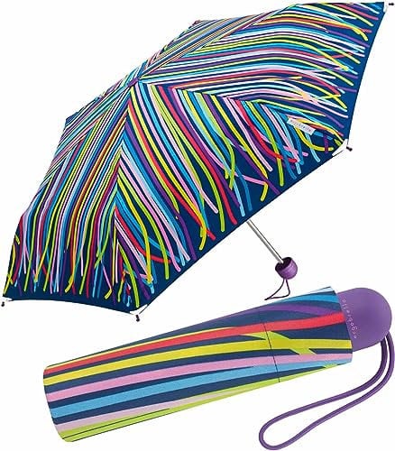 happy rain Ergobrella Kinder-Taschenschirm mit reflektierenden Elementen funny stripe