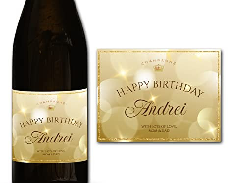 forefrontdesigns Personalised Champagne Bottle Label - Custom Champagne Label Bottle Sticker, Perfect for Weddings, Anniversaries, Birthdays & Gifts - Premium Customisable Prosecco Sticker