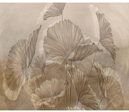 murando Fototapete Premium-Vlies beige Blätter 350x256cm Foto Tapete Schlafzimmer Vliestapete XXL Wandtapete Motivtapeten Bildtapete 3d Effekt Wand Dekoration Pflanze Natur gemalt
