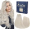 Fshine Haartressen Echthaar zum Einnähen Weißblond 60cm 100g Tressen Echthaar Haarverlängerung Echthaar Tressen Extensions Echthaar Tressen Doppelt Tressen Farbe 1000