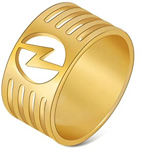 SIPURIS Lightning Bolt Ring für Männer Frauen Flash Ring Signet Statement Verlobung Hochzeit Band Edelstahl stapelbar Finger Ring Schmuck Geschenke für Geburtstag (19mm, Flash Ring-G)