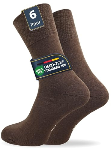 GAWILO Herren Socken (6er-Pack) ohne Gummidruck | extra weiter Komfortbund | Business & Freizeit (43-46, dunkelbraun)