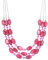 FULU AUTUMN Collier de Perles en Coquillage pour Femme Collier de Chaîne Argentée en Couches Bohème Bijoux de Mode pour Femme Cadeau pour Maman(Hot pink)