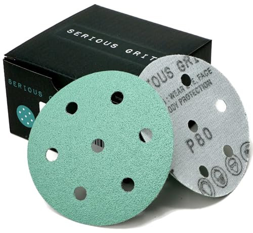 Serious Grit 3,5 Zoll (90 mm) 7-Loch-Schleifscheiben mit 80er-KörnungPassend für Festool Rotex RO 90Robuste KlettfolienscheibenSchleifpapier für Exzenterschleifer50er-Packung, 80er-Körnung