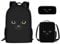 Kuiaobaty Schulranzen Set für Mädchen Jungen 3 in 1 Schulranzen mit Lunchtasche Federmäppchen für Middle College School, schwarze katze